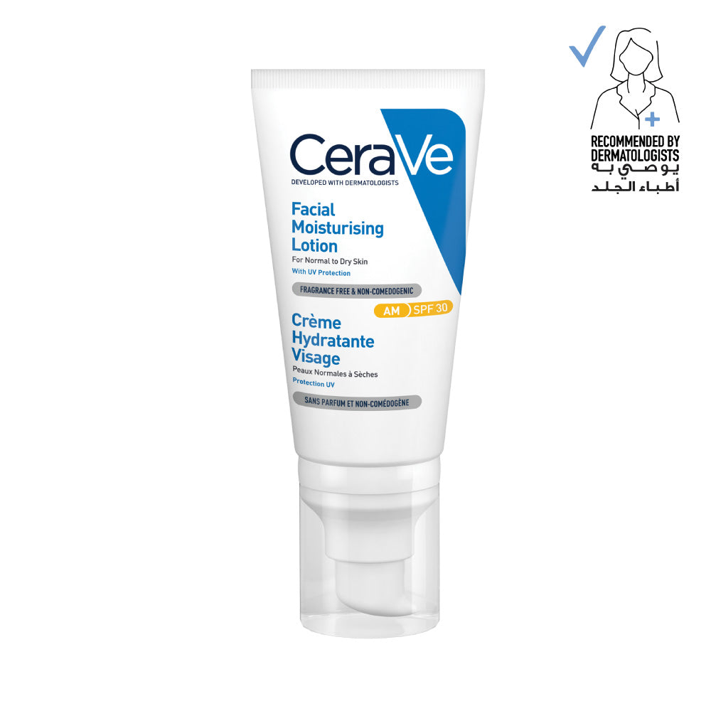 Cerave Facial Moisturising Lotion AM SPF 30 for normal to dry skin with ceramides, hyaluronic acid, niacinamide, and broad spectrum sun protection