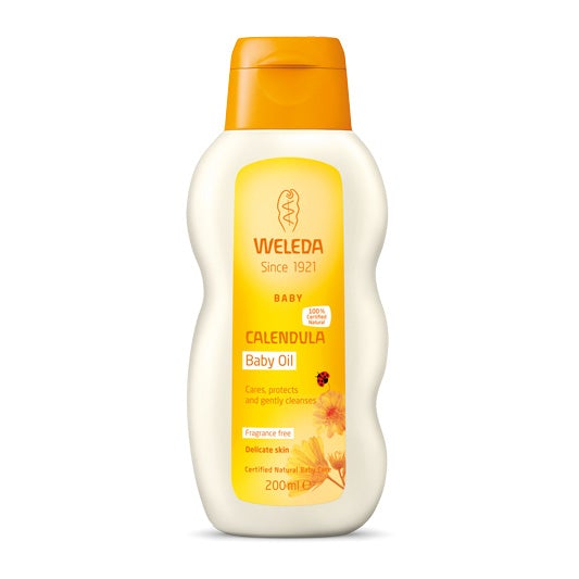 Weleda Calendula Body Oil 200 ML bottle for baby skincare and massage.