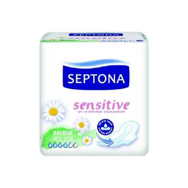Septona Napkins Sensitive Normal packaging with airlaid layer for absorption and protection.