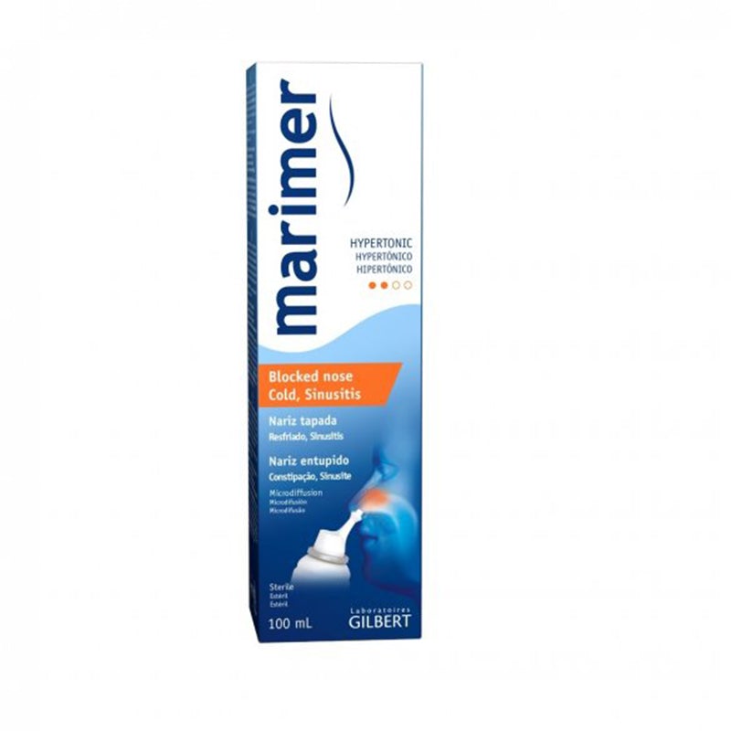 Gilbert Marimer Hypertonic Seawater 100ml nasal spray for colds and sinusitis.