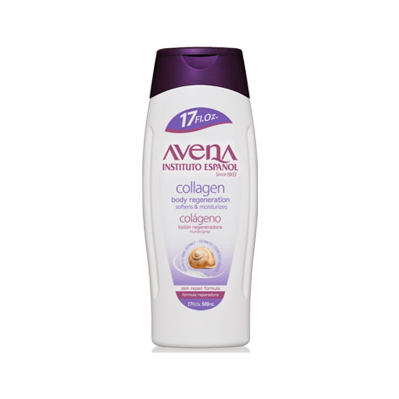 Avena Collagen Lotion 500ml bottle for skin elasticity and hydration.