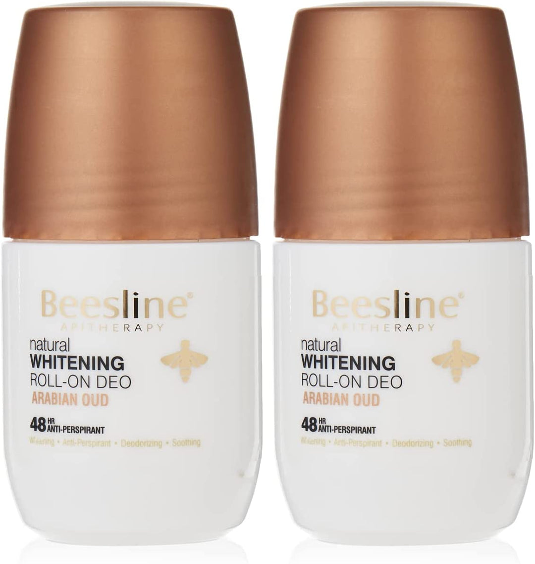 Beesline White Deo Roll Arabian Oud 50ml, skin-friendly, fragrance-free deodorant duo.