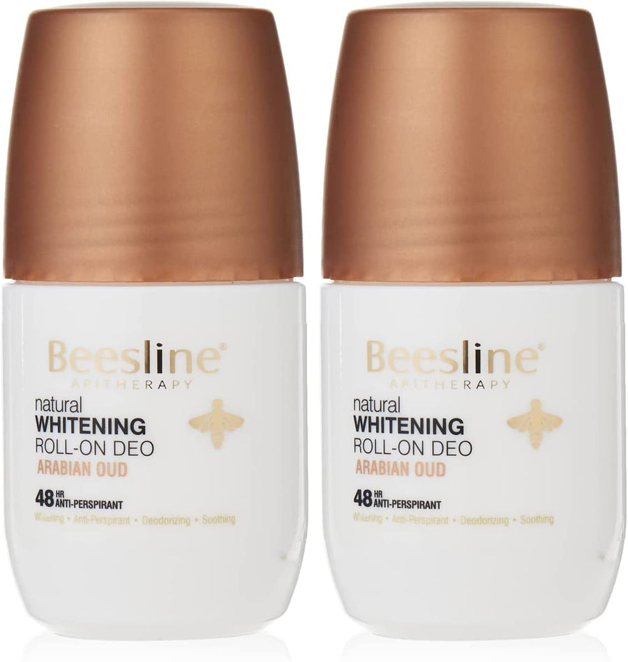 Beesline White Deo Roll Arabian Oud 50ml, skin-friendly, fragrance-free deodorant duo.