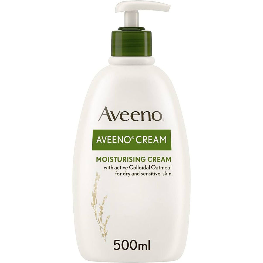 Aveeno Moisturising Body Cream 500ml with prebiotic oat formula for dry skin.