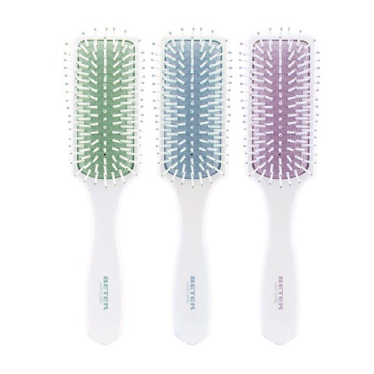 Beter 03012 medium cushion brushes with nylon ball-tip bristles in assorted colors.