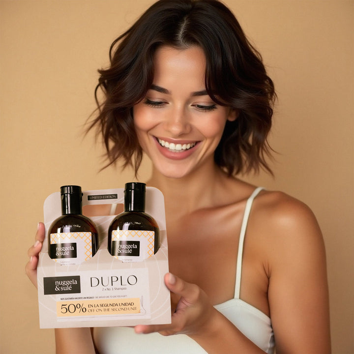 Nuggela N1 Premium Shampoo with Red Onion Extract, anti-hair loss, strengthens roots, restores shine; 250ml bottle with 50% offer on second piece.