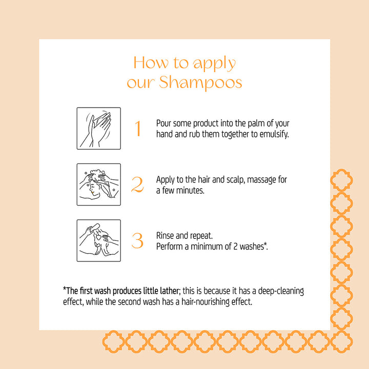 How to apply Nuggela Imperial Conditioner and Shampoo with illustrated steps for optimal hair care.