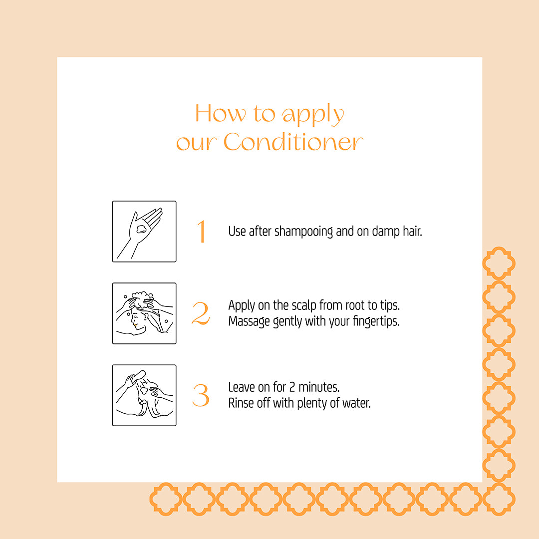How to apply Nuggela Imperial Conditioner instructions, including using after shampooing, applying to scalp, massaging, and rinsing.