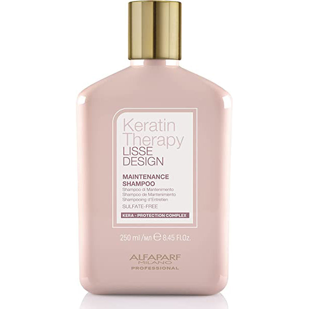 Alfaparf Keratin Therapy Shampoo 250ml bottle with Kera-Protection Complex, sulfate-free.