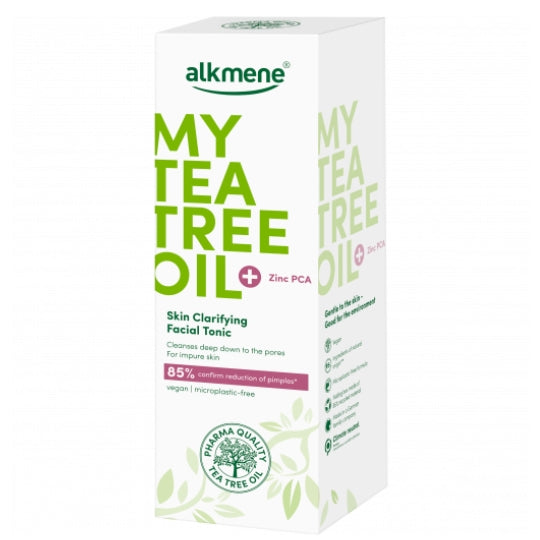 Alkmene Tea Tree Facial Tonic 150ml with tea tree oil and zinc PCA for clear skin.
