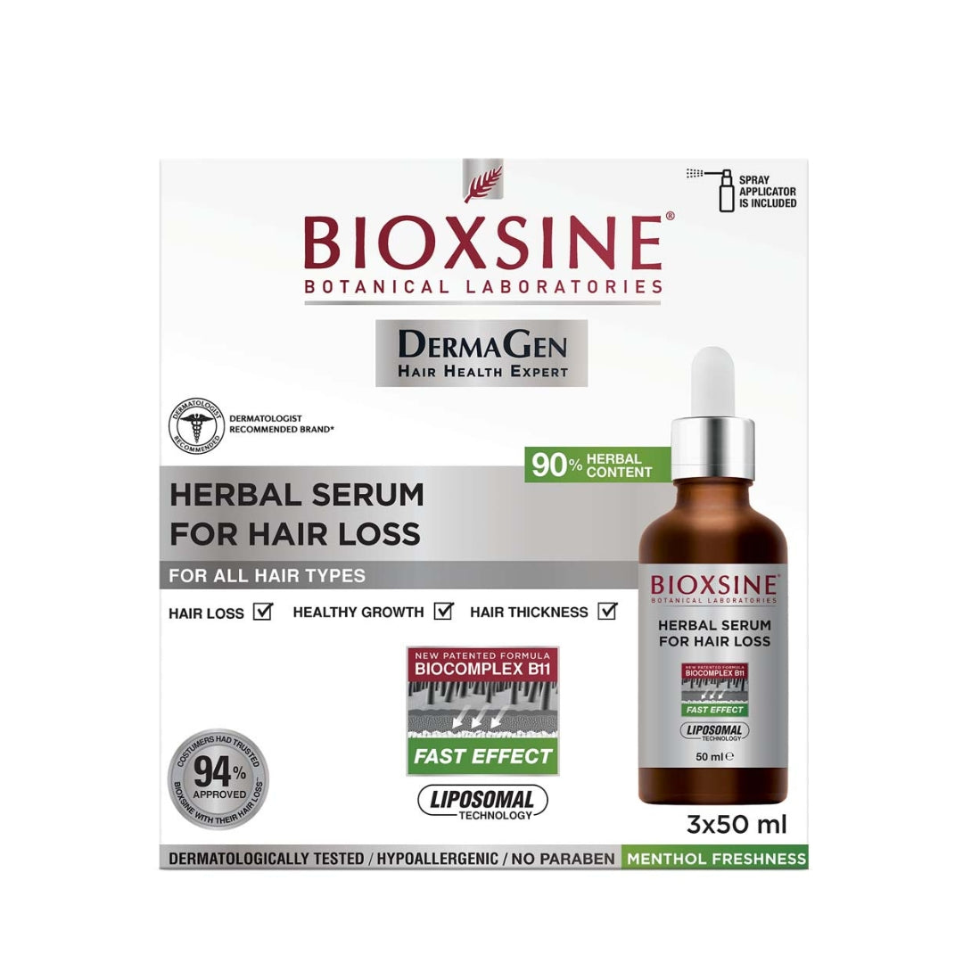 Bioxsine Dg Serum for Hair Loss 3x50ML herbal formula reducing hair loss and promoting growth.
