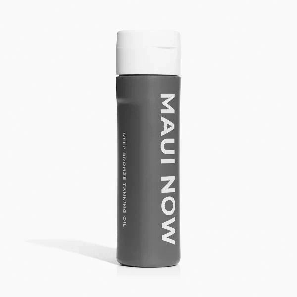 Maui Now Deep Bronze Tanning Oil bottle, 100ml, enriched with cacao extract and jojoba seed oil for a deep bronze tint.