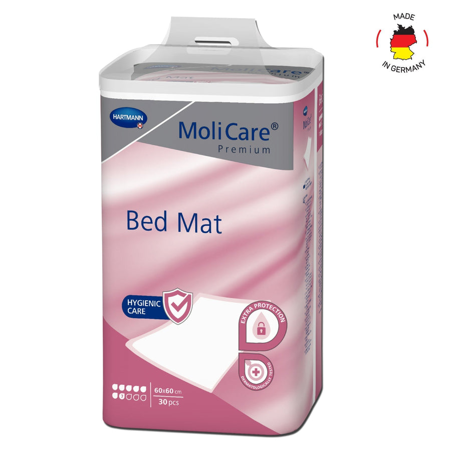 Molicare Premium 161069 bed mat 60x60cm, disposable, absorbent core, waterproof, non-slip, hygienic care, 30 pack.