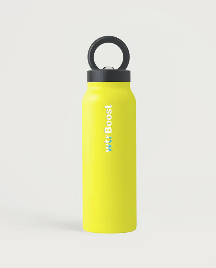 Wtr Boost Yellow Stainless Bottle with Holder 750Ml