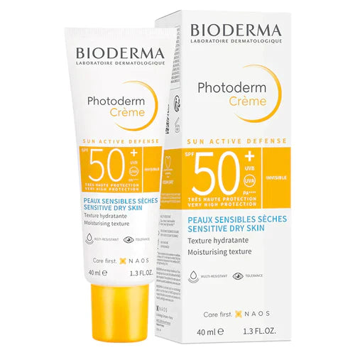 Bioderma Photoderm Max SPF50+ Brown Cream 40ml with high UVA/UVB protection and dry touch finish for sensitive skin.