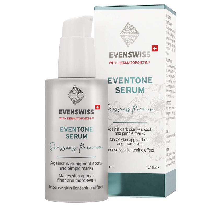 Evenswiss Eventone Serum 50ml reduces dark spots and evens skin tone.