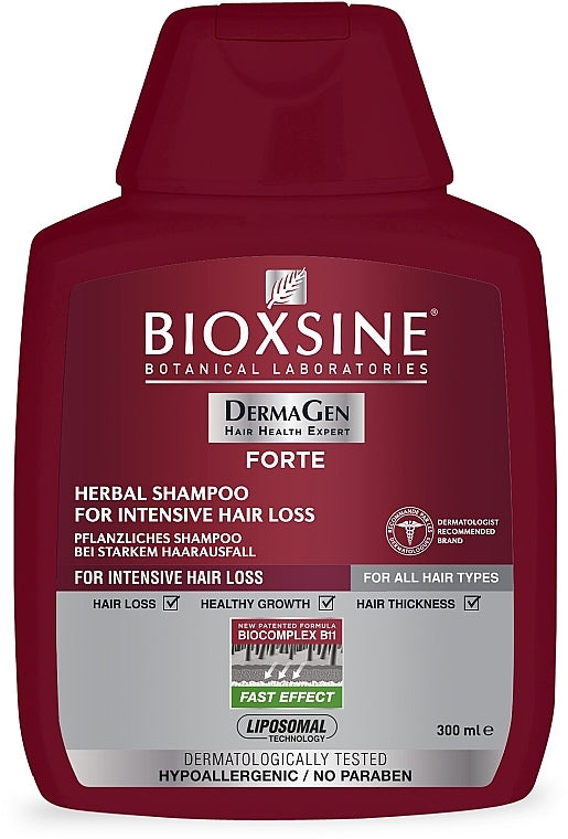 Bioxsine Dg Shampoo for intensive hair loss, 300 ML, herbal formula.