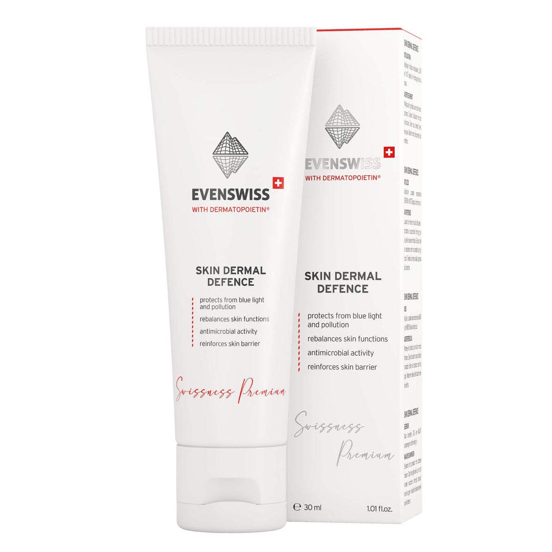 Evenswiss Skin Dermal Defence 30ml with advanced blue light and pollution protection.