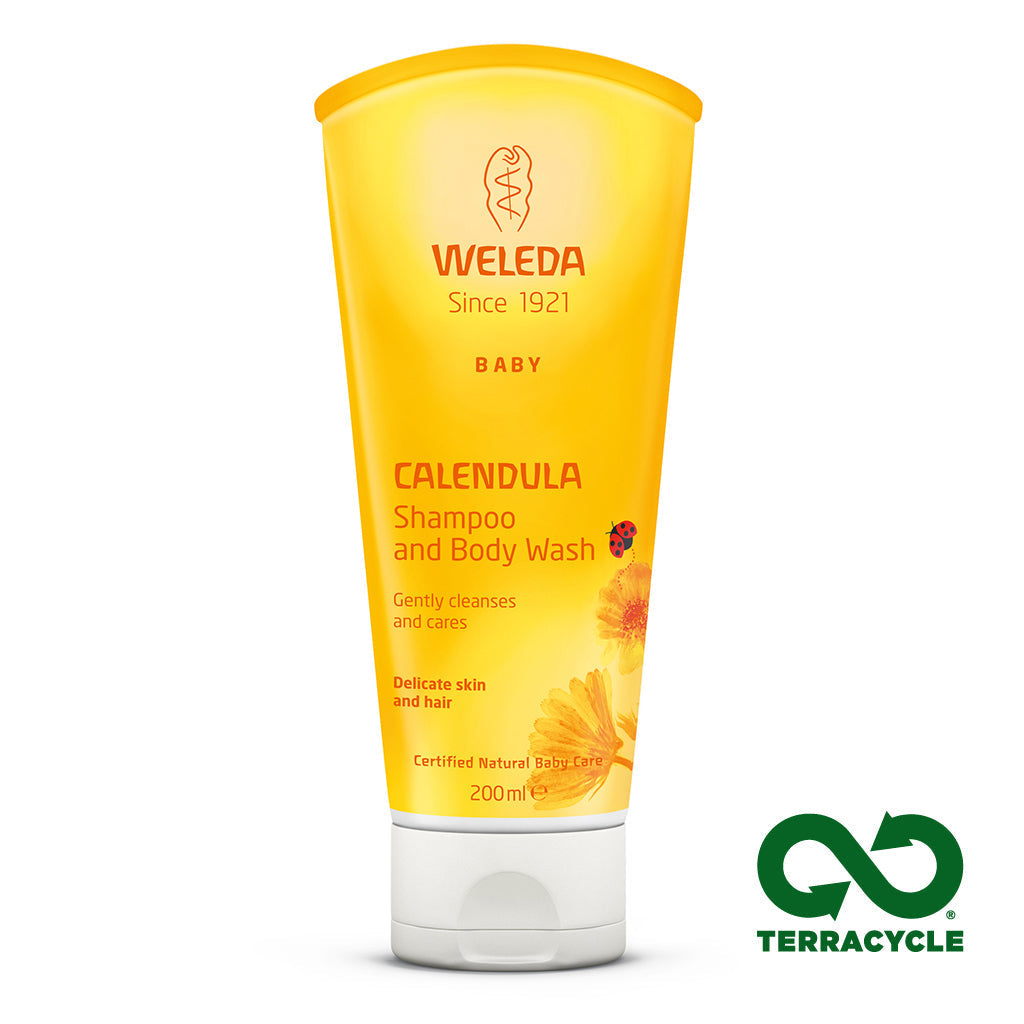 Weleda Calendula Body Wash Shampoo for babies, 200ml tube.