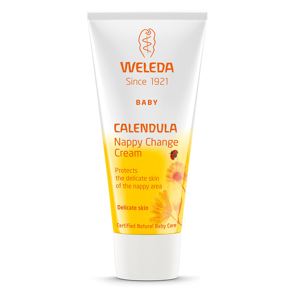 Weleda Calendula Nappy Change Cream 75ml tube for delicate baby skin care.