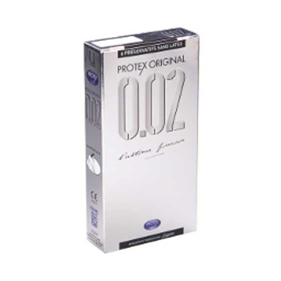 Protex Original 002 latex-free thin condoms packaging.
