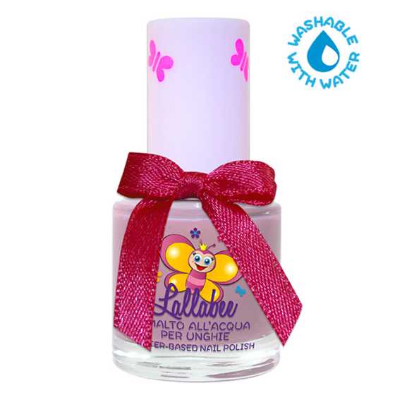 Lallabee Pearly Cotton Candy water-based nail enamel, non-toxic, washable, 11-free formula with vitamin E.