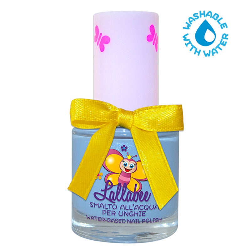 Lallabee Pearly Turquoise water-based nail polish bottle with safety features.