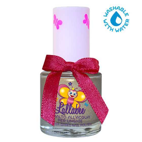 Lallabee Pearly Gold Comet Water-Based Nail Enamel, non-toxic, 11-free, washable, perfect for kids and safe during pregnancy.