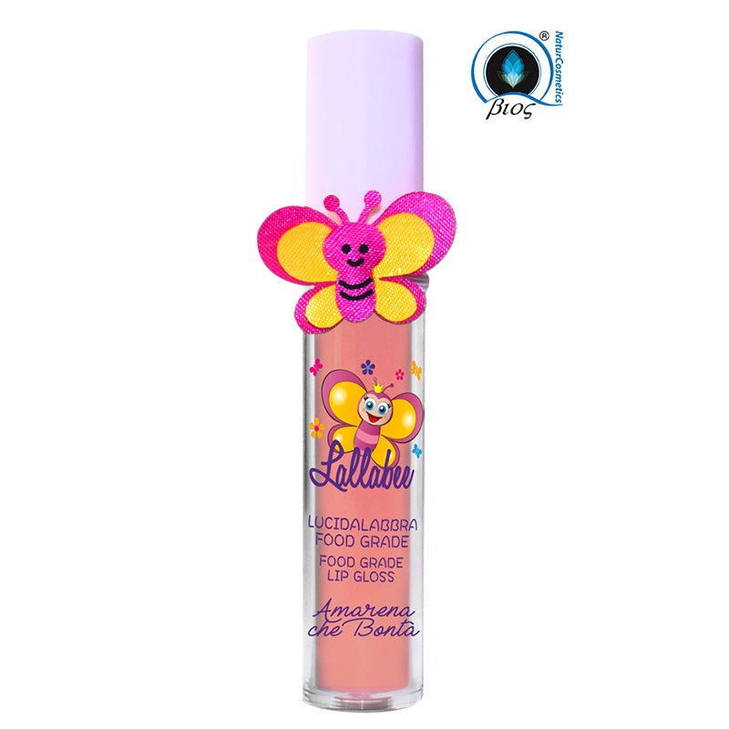 Lallabee Cherry Flavour food grade lipgloss with butterfly design, suitable for children and mums.