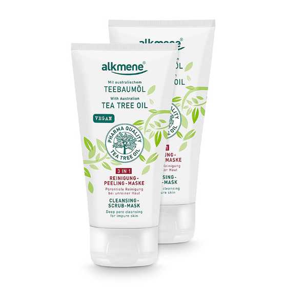 Alkmene Tea Tree Oil 3In1 Mask 150 ML for cleansing, peeling, and masks.