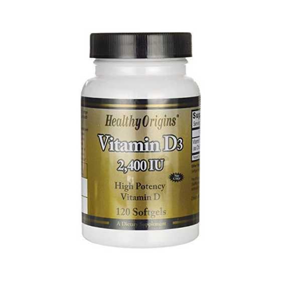 HEALTHY ORIGINS Vitamin D3 2400 IU 120 softgels bottle.