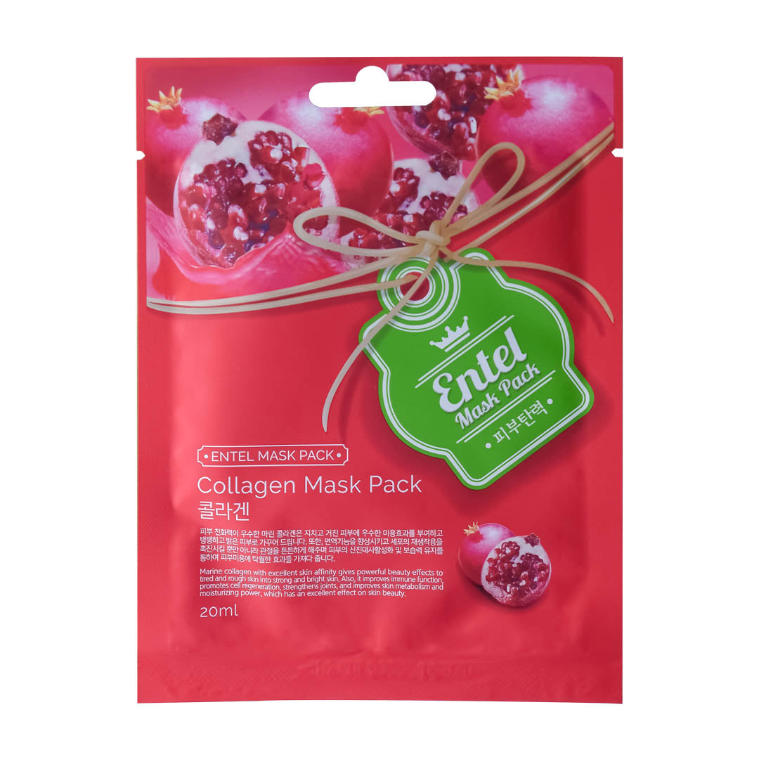 Entel Collagen Face Mask Pack for anti-aging and skin elasticity.