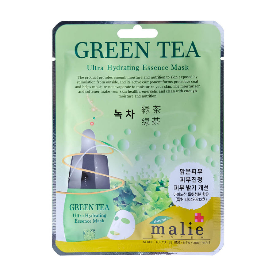 Green Tea Face Mask Pack Malie, hydrating facial treatment.