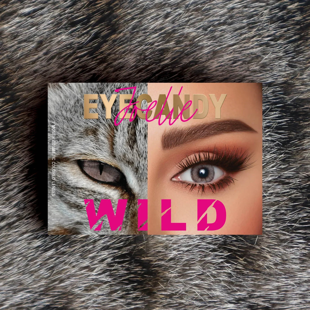 Eyecandy B10 Wild Cat non-medical monthly lenses with slate grey tones and dark contour.
