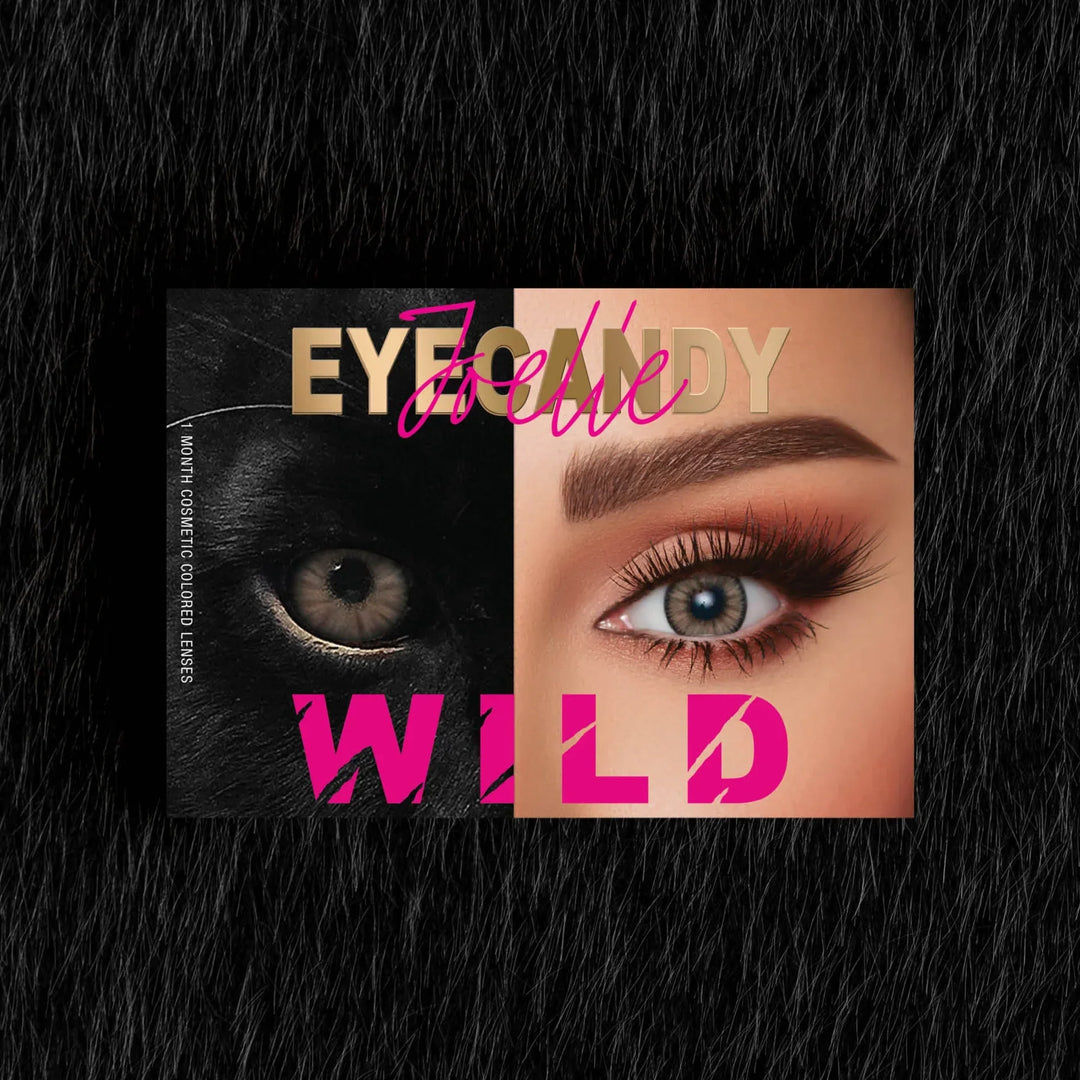 Eyecandy B3 Jaguar Non-med Monthly Lenses box with light sand tones and sharp black contour design, featuring high water content for comfort.