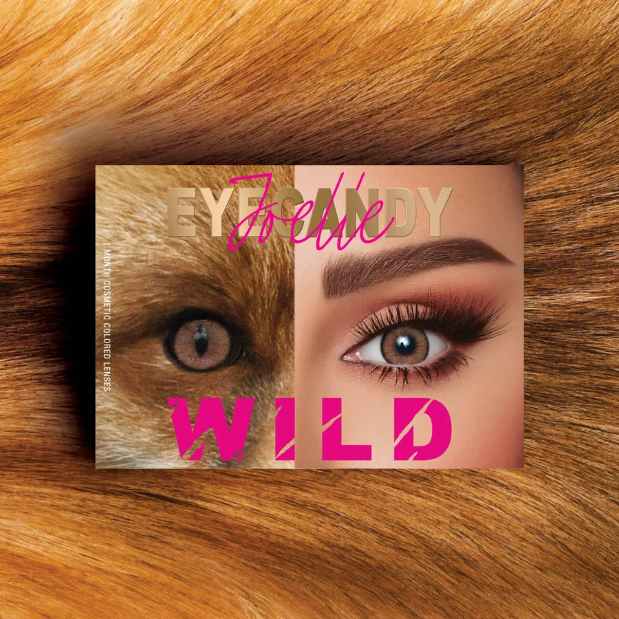 Eyecandy B7 Fox monthly lenses with dark sandy hazel tones and sharp black contour.