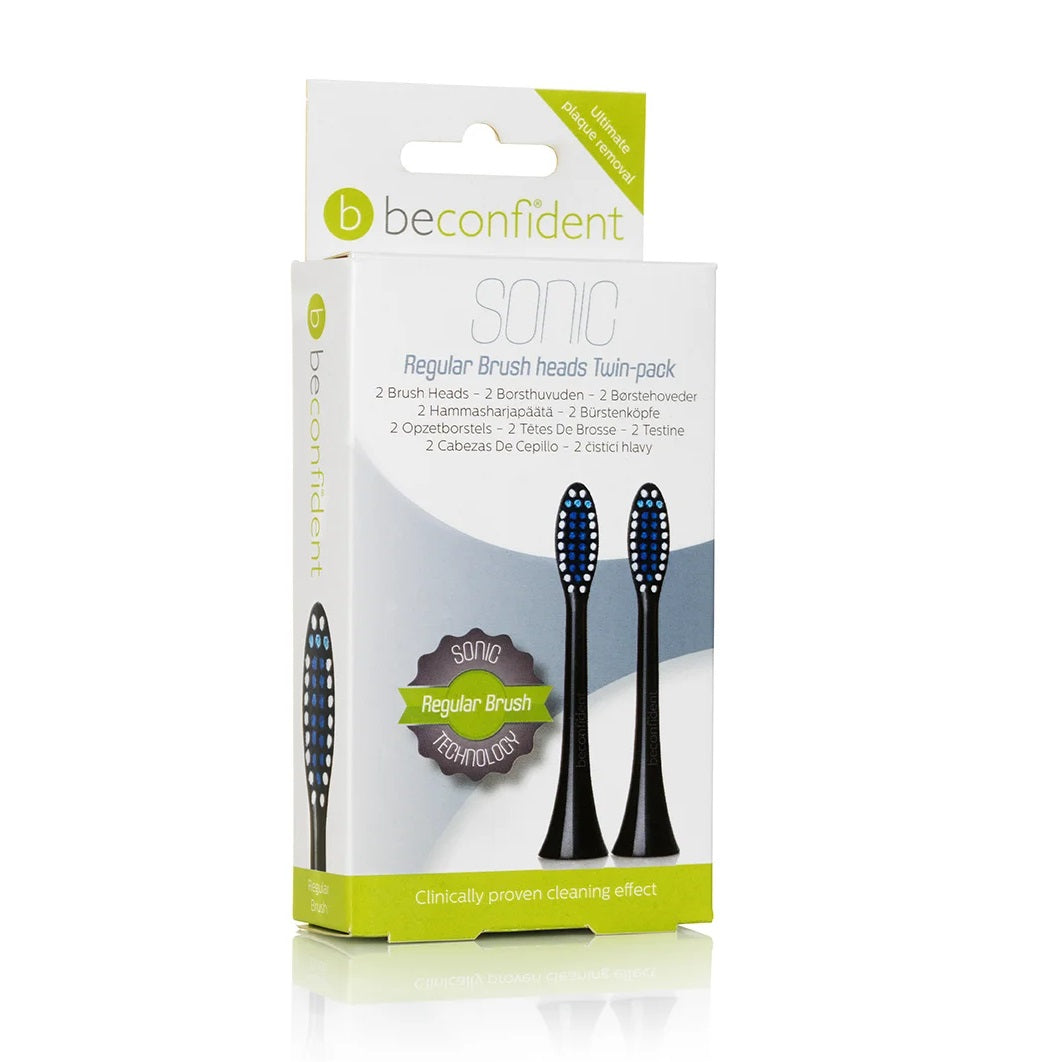 Beconfident Sonic Regular Brushhead Twinpack Black