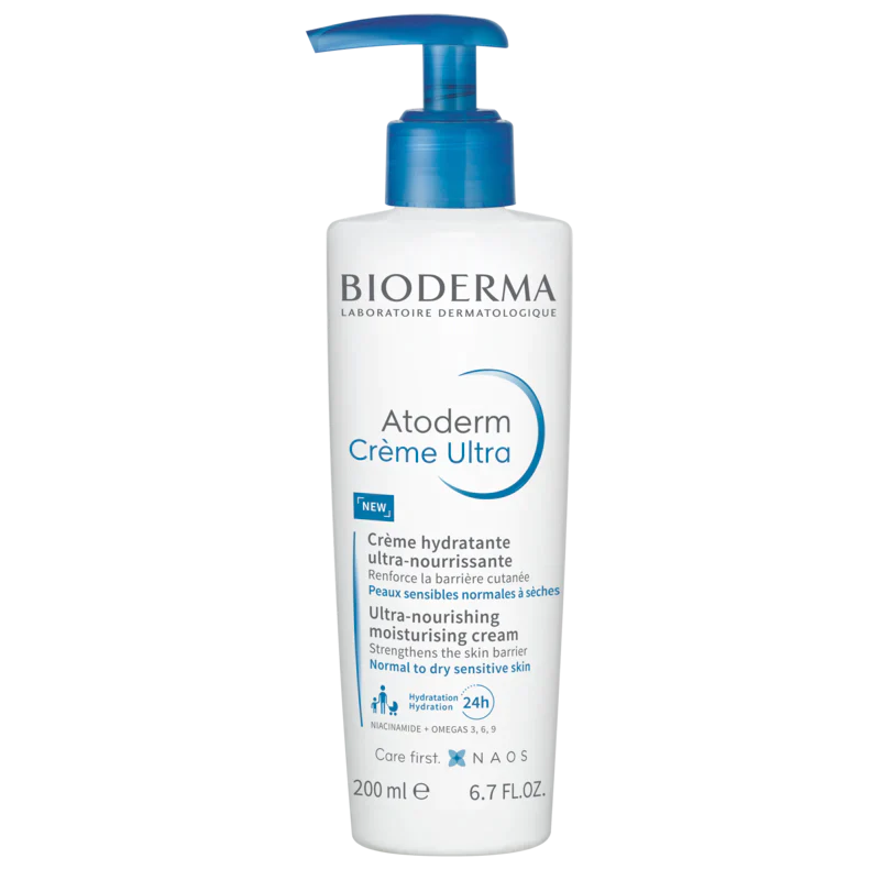 Bioderma Atoderm Cream Ultra 200ml for dry sensitive skin, moisturizing formula.
