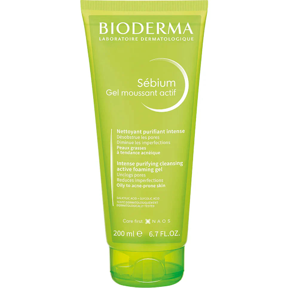 Bioderma Sébium Gel Moussant Actif 200ml foaming cleanser.