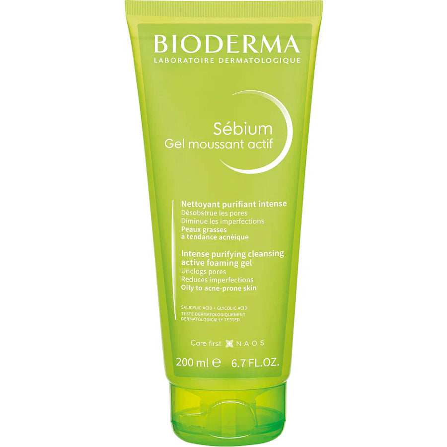 Bioderma Sébium Gel Moussant Actif 200ml foaming cleanser.