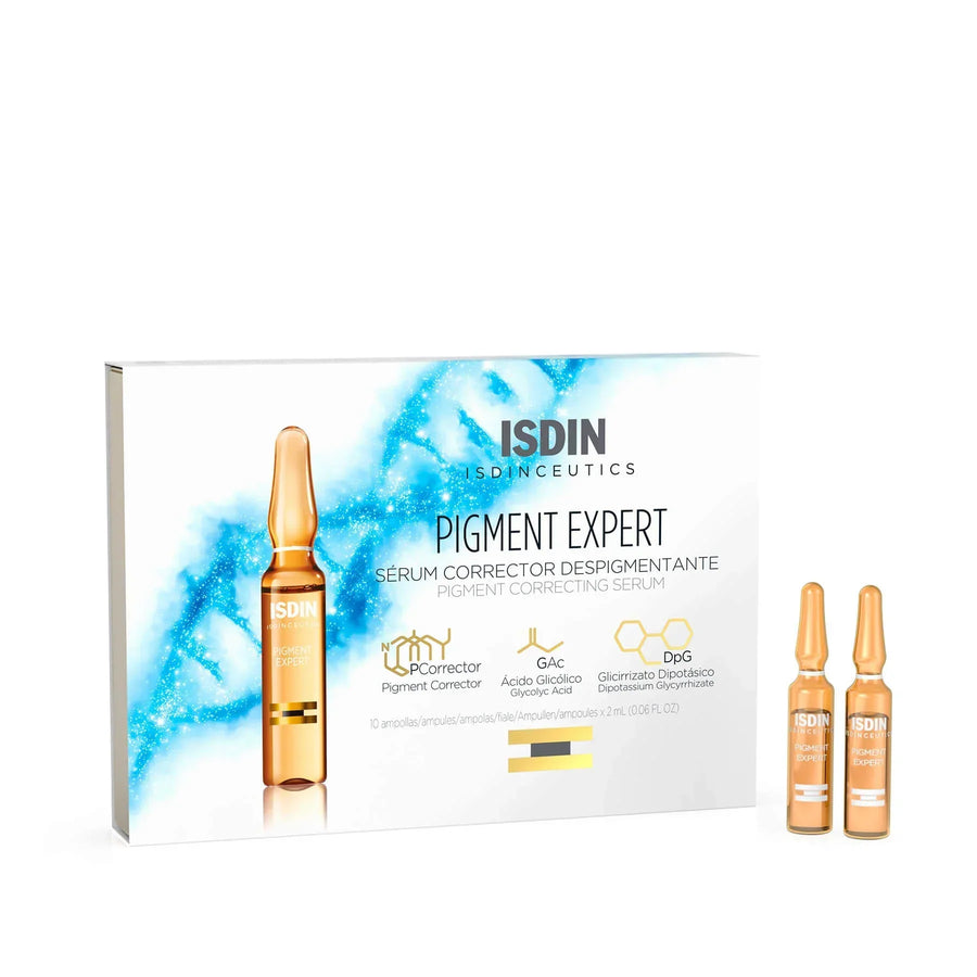 ISDIN Isdinceutics Pigment Expert Serum Ampoules for brightening and unifying skin tone.