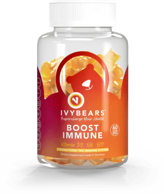 Ivybears Boost Immune Gummies 60s bottle with vitamins for immune support.