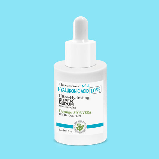 Conscious Hyaluronic-Acid Super Serum 30ml bottle with hydrating and firming properties.