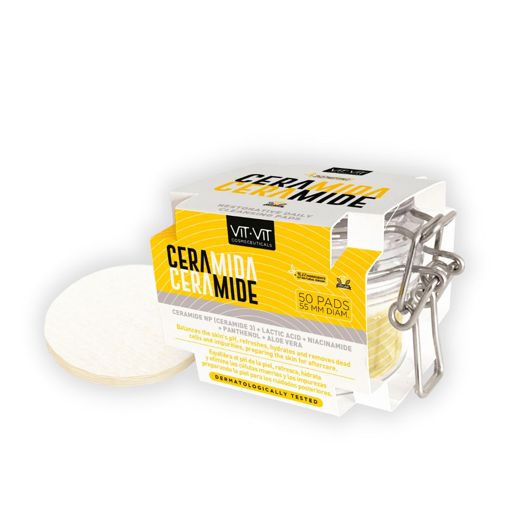 Vit Vit Cleansing Pads Ceramide 50S for soft exfoliation and deep hydration.