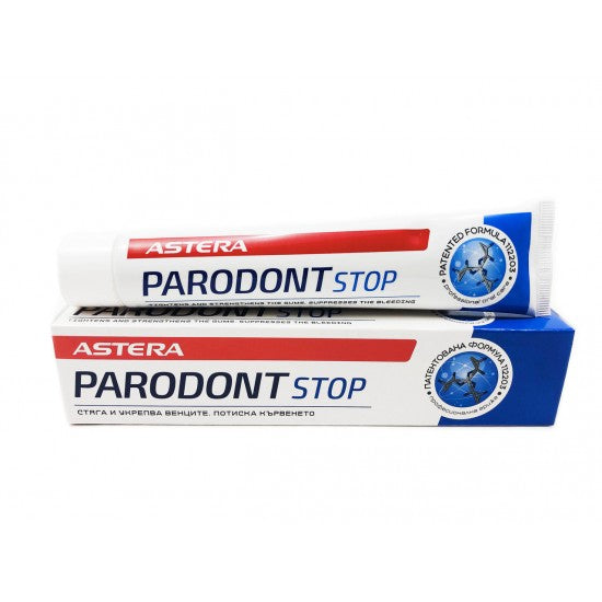 Astera Parodont Active Stop Toothpaste 75ml for periodontal protection and gum health.