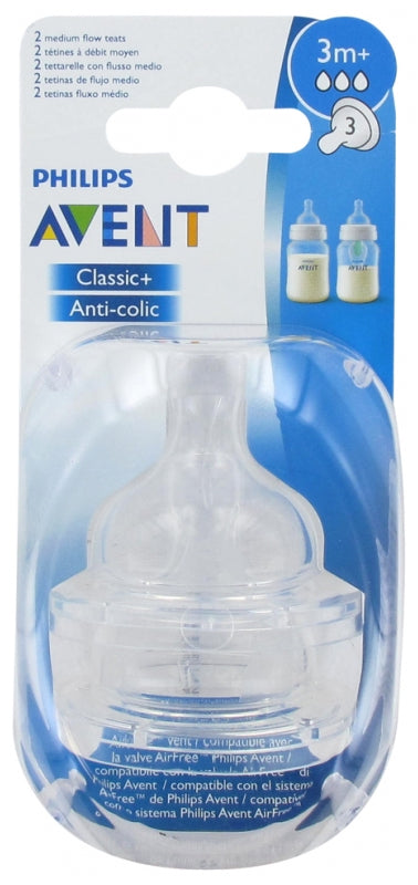 Avent Classic Teats Anti-Colic 3 Holes | 2 pcs | PA008