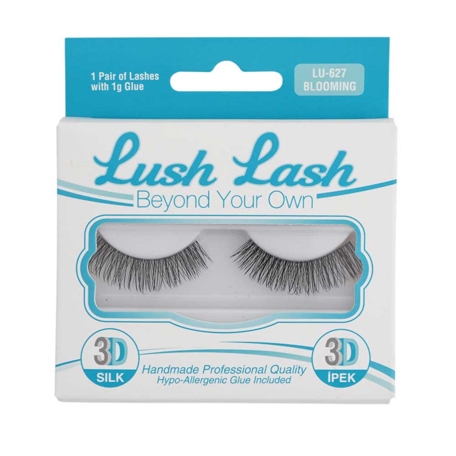 Rep Lush Lash LU-627 Blooming 3D Silk False Eyelashes in packaging.