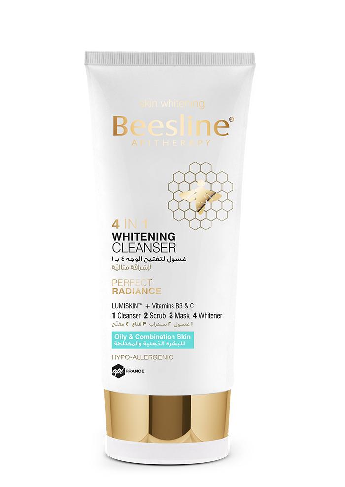 Beesline 4in1 Whitening Cleanser tube for oily and combination skin with whitening, cleansing, scrubbing, and masking benefits.