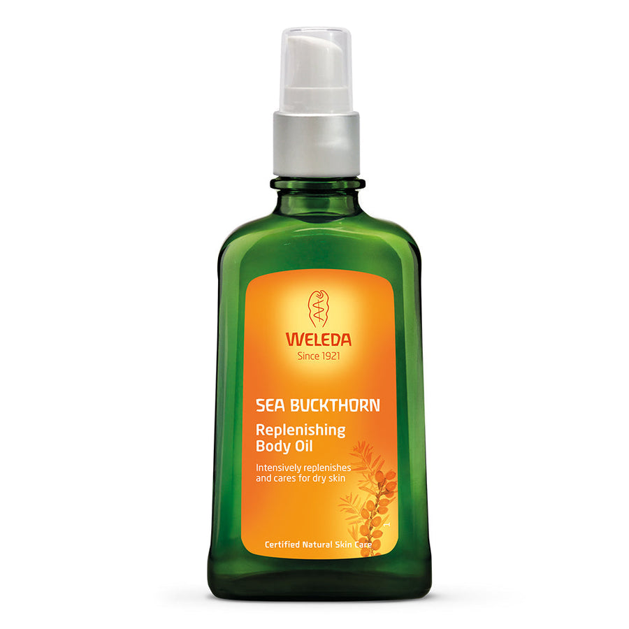 Weleda Sea Buckthorn Body Oil 100ml bottle for nourishing dry skin.