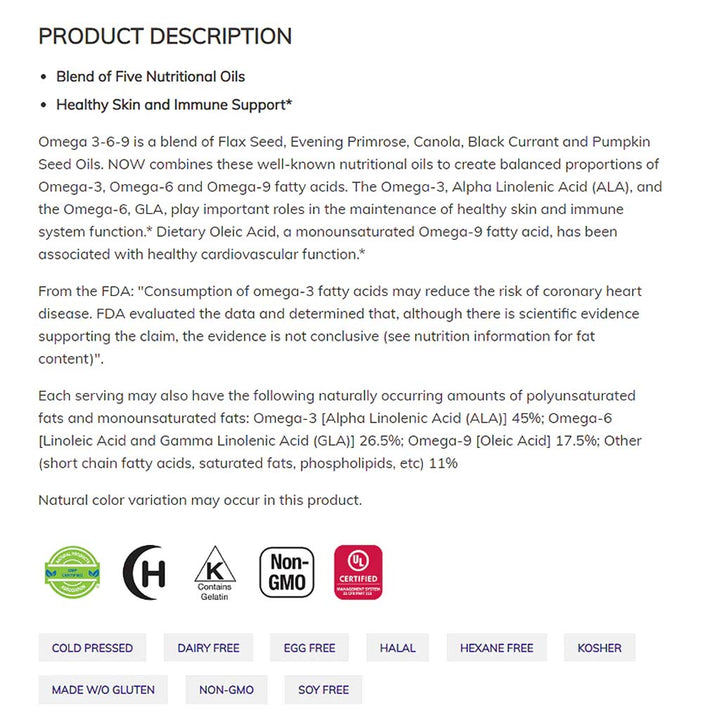 Now Omega 3-6-9 1000mg Soft Capsules 100s